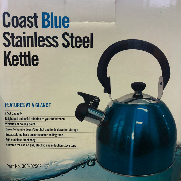 Blue whistling kettles Are Sold At Hendersons Ltd In Blenheim NZ